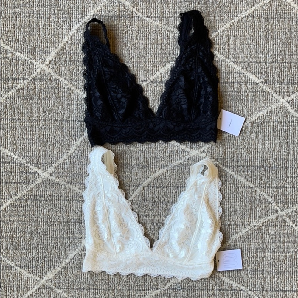 Urban Outfitters black and white pair lace bras